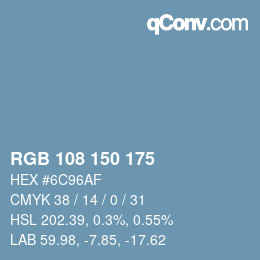 颜色代码: RGB 108 150 175 | qconv.com