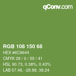 Color code: RGB 108 150 68 | qconv.com