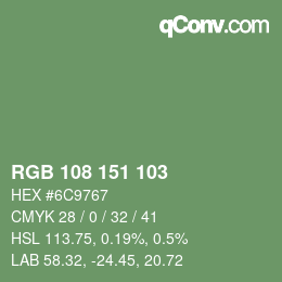 Color code: RGB 108 151 103 | qconv.com