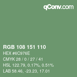 Color code: RGB 108 151 110 | qconv.com