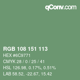 Color code: RGB 108 151 113 | qconv.com