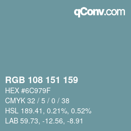 カラーコード: RGB 108 151 159 | qconv.com