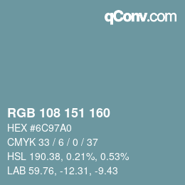 Color code: RGB 108 151 160 | qconv.com