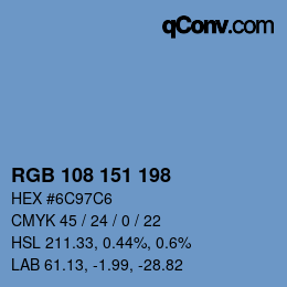 Color code: RGB 108 151 198 | qconv.com