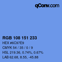 Color code: RGB 108 151 233 | qconv.com