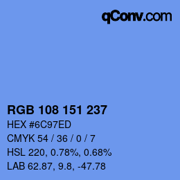 Color code: RGB 108 151 237 | qconv.com