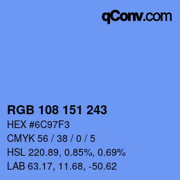 カラーコード: RGB 108 151 243 | qconv.com