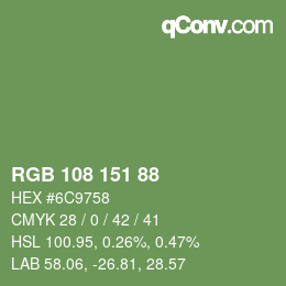 Color code: RGB 108 151 88 | qconv.com