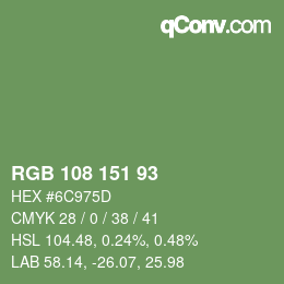 Color code: RGB 108 151 93 | qconv.com