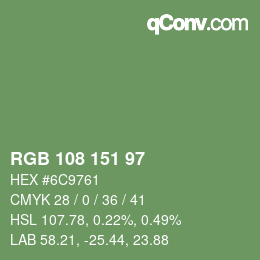 Color code: RGB 108 151 97 | qconv.com