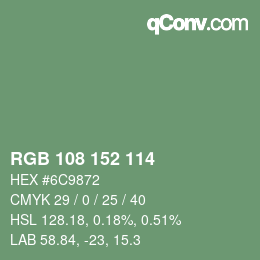 Color code: RGB 108 152 114 | qconv.com