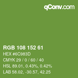 Color code: RGB 108 152 61 | qconv.com