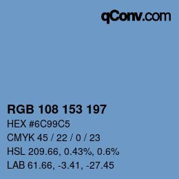 Color code: RGB 108 153 197 | qconv.com
