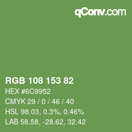Color code: RGB 108 153 82 | qconv.com