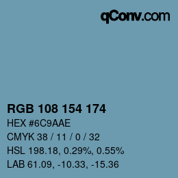 Color code: RGB 108 154 174 | qconv.com