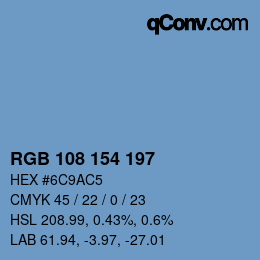 Color code: RGB 108 154 197 | qconv.com