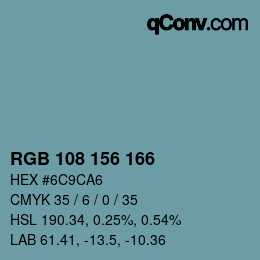 Color code: RGB 108 156 166 | qconv.com