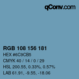 Color code: RGB 108 156 181 | qconv.com