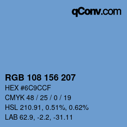 Color code: RGB 108 156 207 | qconv.com