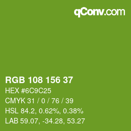 カラーコード: RGB 108 156 37 | qconv.com