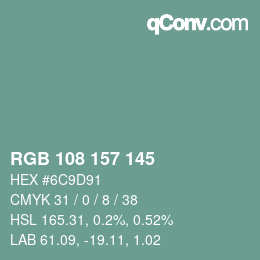 Farbcode: RGB 108 157 145 | qconv.com