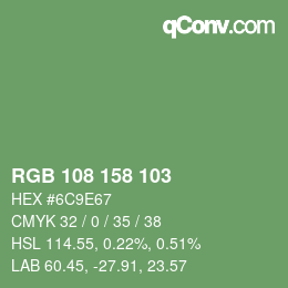 颜色代码: RGB 108 158 103 | qconv.com