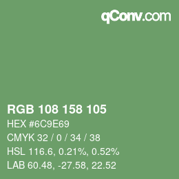 Color code: RGB 108 158 105 | qconv.com