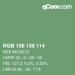 颜色代码: RGB 108 158 114 | qconv.com