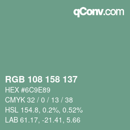 カラーコード: RGB 108 158 137 | qconv.com