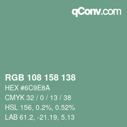 Color code: RGB 108 158 138 | qconv.com