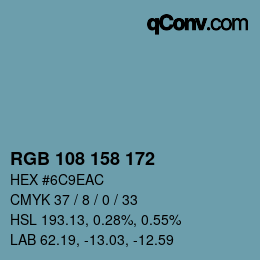 Color code: RGB 108 158 172 | qconv.com