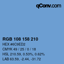 カラーコード: RGB 108 158 210 | qconv.com