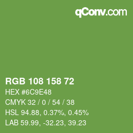 Color code: RGB 108 158 72 | qconv.com