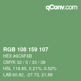Color code: RGB 108 159 107 | qconv.com