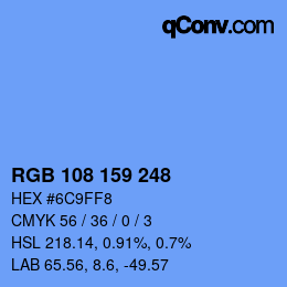 Color code: RGB 108 159 248 | qconv.com