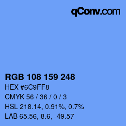 Color code: RGB 108 159 248 | qconv.com