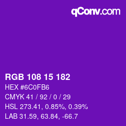 Color code: RGB 108 15 182 | qconv.com