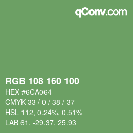 Color code: RGB 108 160 100 | qconv.com