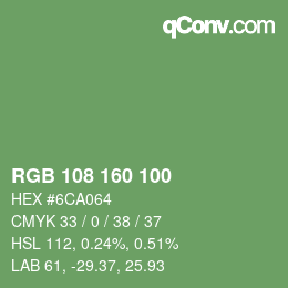 Color code: RGB 108 160 100 | qconv.com