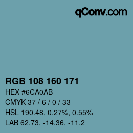 Color code: RGB 108 160 171 | qconv.com
