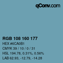 Color code: RGB 108 160 177 | qconv.com