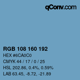 Color code: RGB 108 160 192 | qconv.com