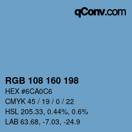 Color code: RGB 108 160 198 | qconv.com