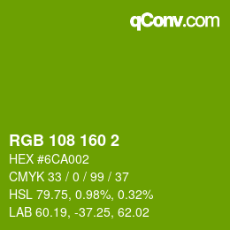 Color code: RGB 108 160 2 | qconv.com