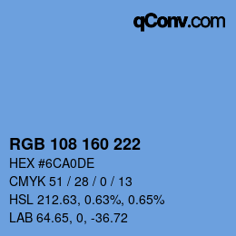 Color code: RGB 108 160 222 | qconv.com