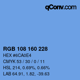Color code: RGB 108 160 228 | qconv.com