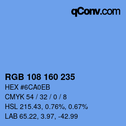 Color code: RGB 108 160 235 | qconv.com