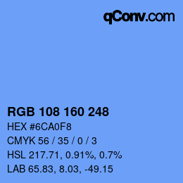 Color code: RGB 108 160 248 | qconv.com