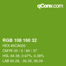 Color code: RGB 108 160 32 | qconv.com