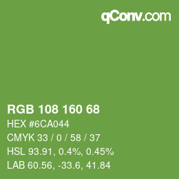 カラーコード: RGB 108 160 68 | qconv.com